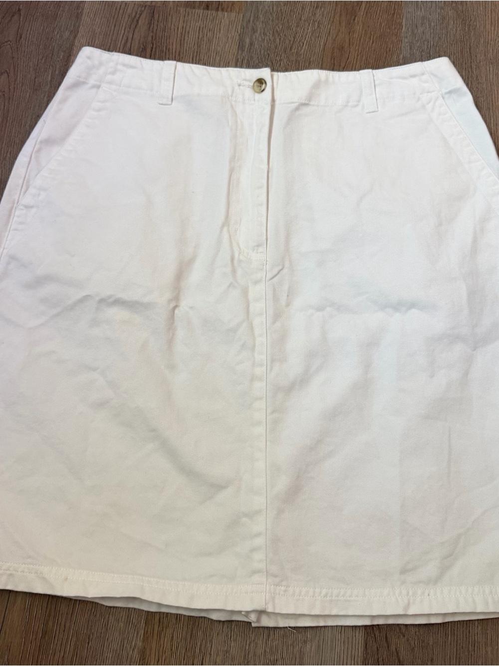 L.L. Bean White Cotton A-Line Skirt